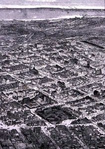 Utsikt over Melbourne, sørover mot havet, fra "Australian Pictures", pub. av The Religious Tract Society av English School