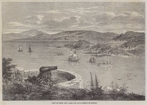 Utsikt over Point Levi, fra Battlements of Quebec (gravering) av English School
