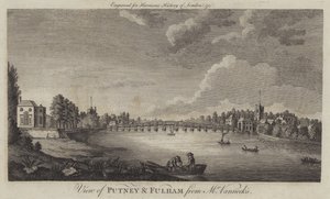 Utsikt over Putney og Fulham fra Mr Vannecks (gravering) av English School