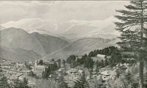 Utsikt over Simla, sommerhovedkvarteret til den indiske regjeringen av English School
