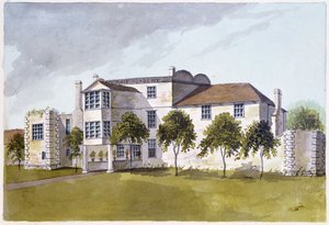 Utsikt over Sir Noel de Carons hus, 1809 av English School
