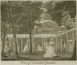 Utsikt over Vauxhall Gardens, London av English School