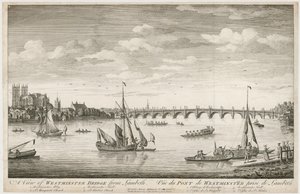 Utsikt over Westminster Bridge, fra Lambeth av English School