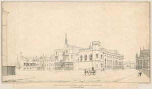 Utsikt over Westminster Hall, Law Courts, etc., fra nordvest av English School
