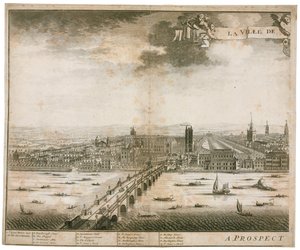 Utsikt over Westminster og Bridge av English School