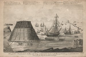 Utsikt over en kjegle konstruert i år 1785 som ble ført til sin plass i veien til Cherbourg av English School