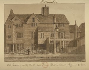 Utsikt over Coopers Arms Inn, Russell Street, 1828 (vask på papir) av English School