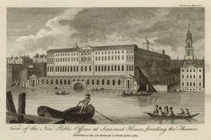 Utsikt over de nye offentlige kontorene ved Somerset House, foran Themsen av English School
