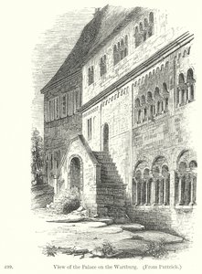 Utsikt over slottet på Wartburg (gravering) av English School