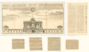 Utsikt over det offentlige fyrverkeriet for freden i Aix La Chapelle 1749 av English School