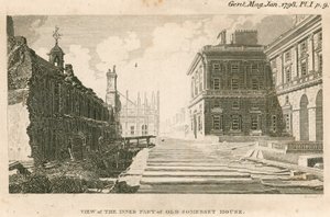 Utsikt over den indre delen av det gamle Somerset House, Strand, London av English School