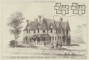 Villa for Baron S de St Trivier, nær Lyons (gravering) av English School