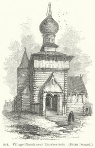 Landsbykirke nær Tzarskoe Selo (gravering) av English School