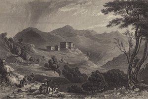 Landsbyen Naree, India (gravering) av English School
