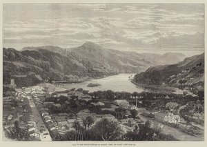 Besøk av sjømannsprinsene til Ceylon, utsikt over Kandy (gravering) av English School