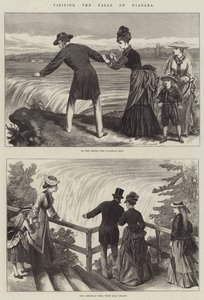 Besøke Niagarafallene (gravering) av English School
