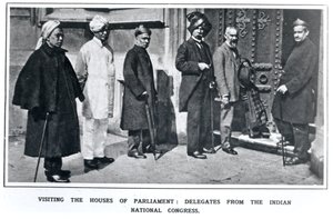 Besøker Houses of Parliament: Delegater fra den indiske nasjonalkongressen, 1919 av English School
