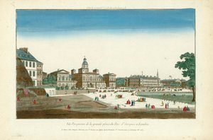 Perspektiv utsikt over hovedtorget i Parc St Jacques i London av English School