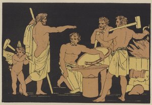 Vulcan and the Cyclopes (farge litho) av English School