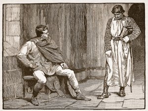 Waltheofs bekjennelse, illustrasjon fra Cassells Illustrated History of England (sepiafoto) av English School