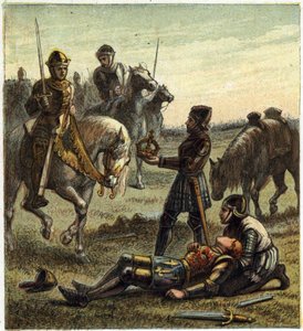 War of the Two Roses: død av kong Richard III (1452-1485) under slaget ved Bosworth Field, som mellom 22/08/1485 Richard III og Henri, hertug av Richmond. Sistnevnte mottok kronen til dechu-kongen og ble Henry VII kjent som Henry Tudor av English School