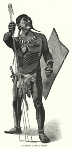 Warrior in full dress (gravering) av English School