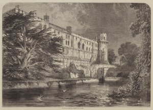 Warwick Castle, fra Avon (gravering) av English School