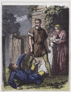 Wat Tyler and the Tax-Gatherer (farget gravering) av English School