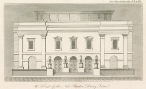 Vest foran det nye Drury Lane Theatre, London av English School