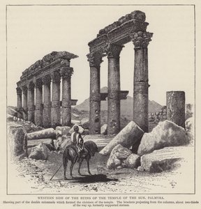 Vestsiden av ruinene av Soltempelet i Palmyra (gravering) av English School