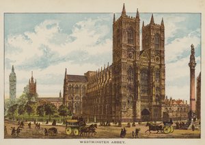 Westminster Abbey (farget gravering) av English School