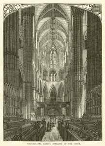 Westminster Abbey, interiøret i koret (gravering) av English School