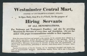 Westminster Central Mart, ansettelse av tjenere av English School