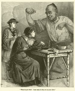 "Hva ønsker du? Jeg er klar til å adlyde deg som din slave" (gravering) av English School