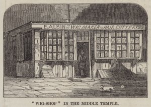 "Wig-Shop" i Middle Temple (gravering) av English School