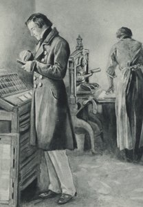 William Lloyd Garrison setter opp typen for papiret sitt av English School