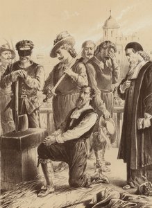 William Viscount Stafford, «Han knelte ned foran blokken» (lito) av English School