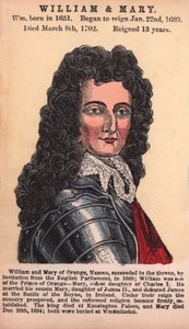 William og Mary (farget gravering) av English School