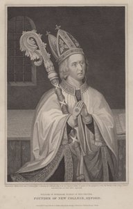 William av Wykeham, biskop av Winchester, grunnlegger av New College, Oxford (gravering) av English School