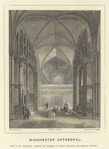 Winchester Cathedral, utsikt i presbyteriet som viser chantries til biskop Waynfleet og kardinal Beaufort av English School