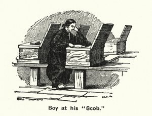 Winchester College: Gutt ved sin "Scob" (gravering) av English School