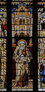 Window Ew som viser St Anne, Jomfru Maria og Kristusbarnet av English School