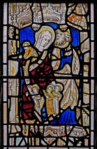 Window Ew som viser St Mary Cleopas, Alphaeus og deres barn av English School