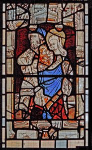 Window Ew som viser St Mary Salome, Zebedee med spedbarnet St John av English School