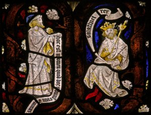 Window Ew som viser Tree of Jesse-figurer: profet og Salathiel av English School