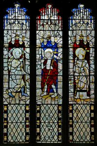 Vindu N5 som viser den tvilende St. Thomas: med den oppstandne Kristus, og St. Thomas Becket? av English School
