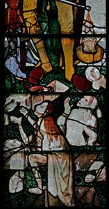 Fenster Ww mit Details der auferstehenden Seelen beim Jüngsten Gericht von English School