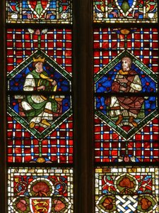 Vindu som viser en genealogisk figur: David og Nathan av English School
