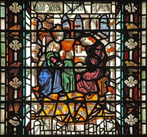 Vindu w58 som viser St Thomas Becket på skolen av English School