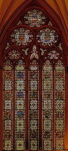 Vindu w61 som viser scener fra St. Thomas Beckets liv: også St. Margaret, St. Nicholas, St. John Baptist og St. Edmund av English School